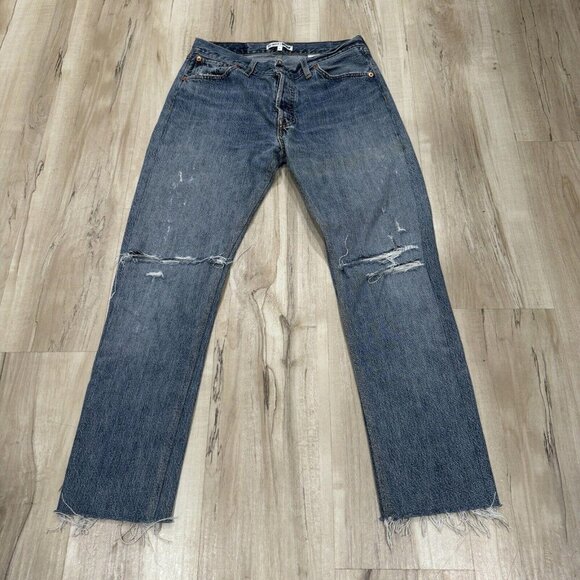 RE/DONE Levis Cropped Raw Hem Jeans Size 25 Made In USA Distressed - Picture 5 of 11